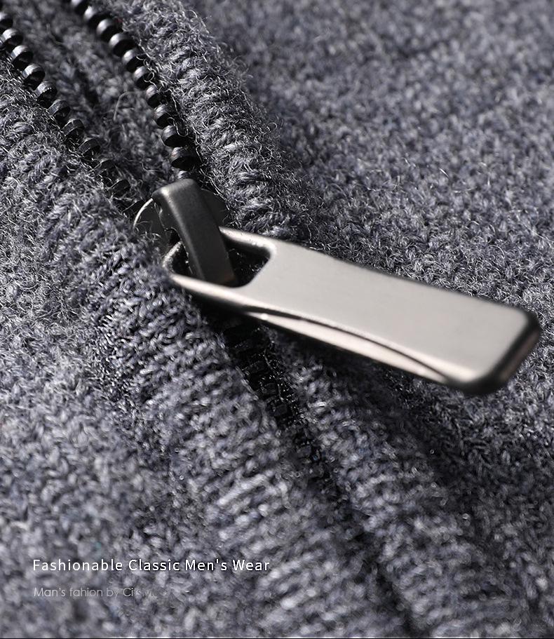 Herren Kaschmir Pullover mit halbem Reißverschluss, dicke Wolle, Langarm, Winter Baselayer