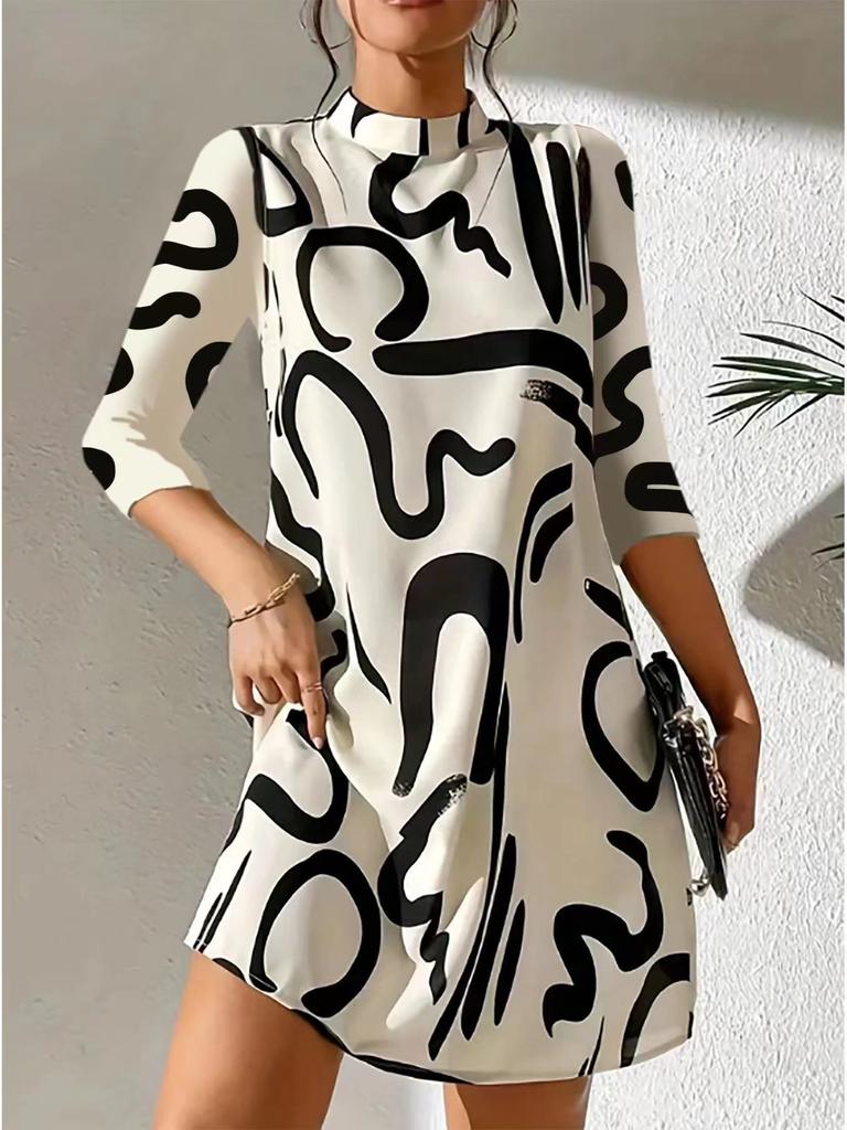European and American Autumn New Fashion Printed Dress Women's Spot