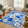 Floral Garden Theme Crystal Velvet Rug Personalized Custom Name Text Soft Floor Mat Home Decor