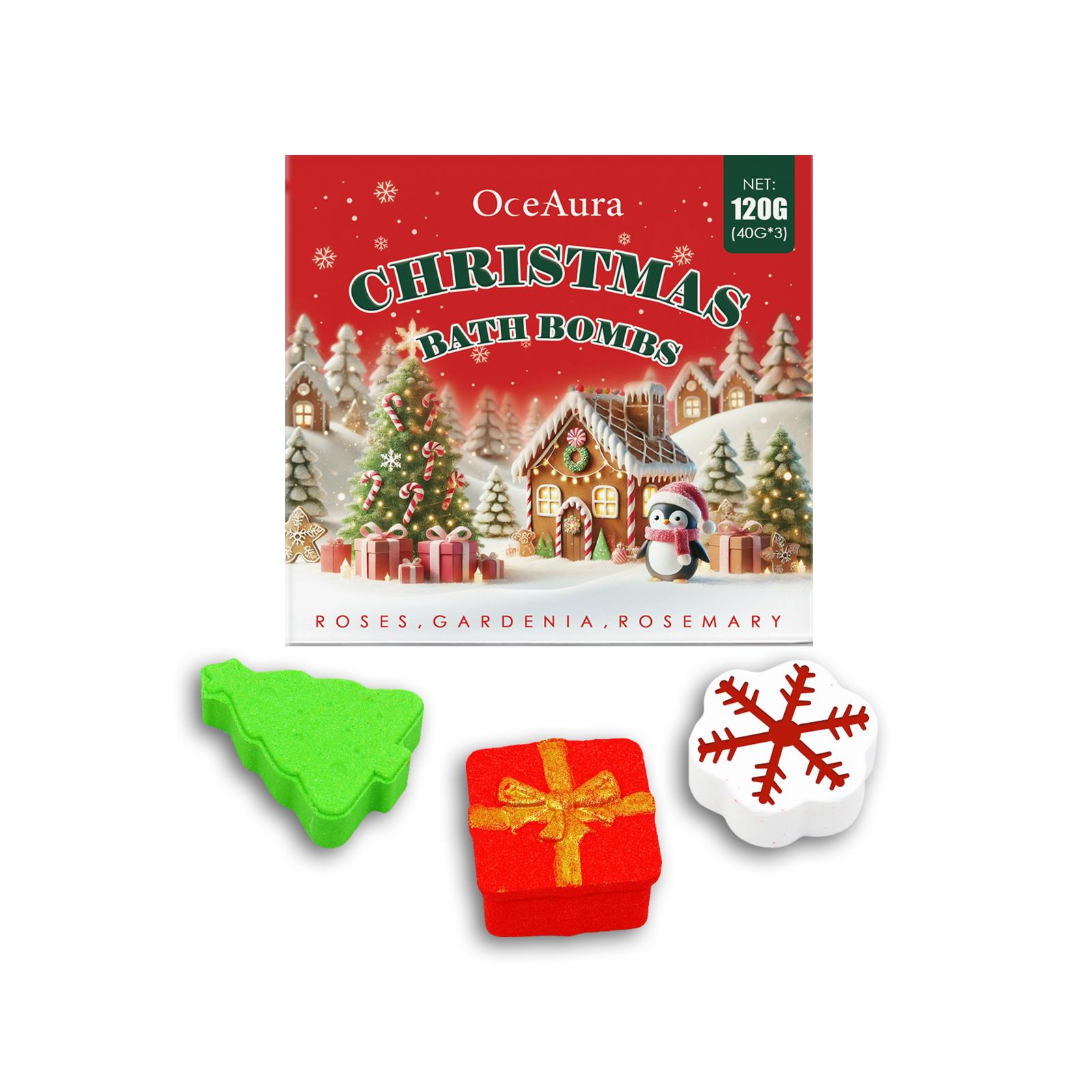 

Різдвяна лавандова бомба для ванни Зняття стресу Багато піни Стійкі аромати Глибоке зволоження Барвисті SPA-подарунки Бомбочки для ванни 120g