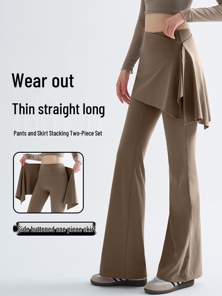 Yoga Micro Flare Pants with Detachable Skort for Sports and Dance