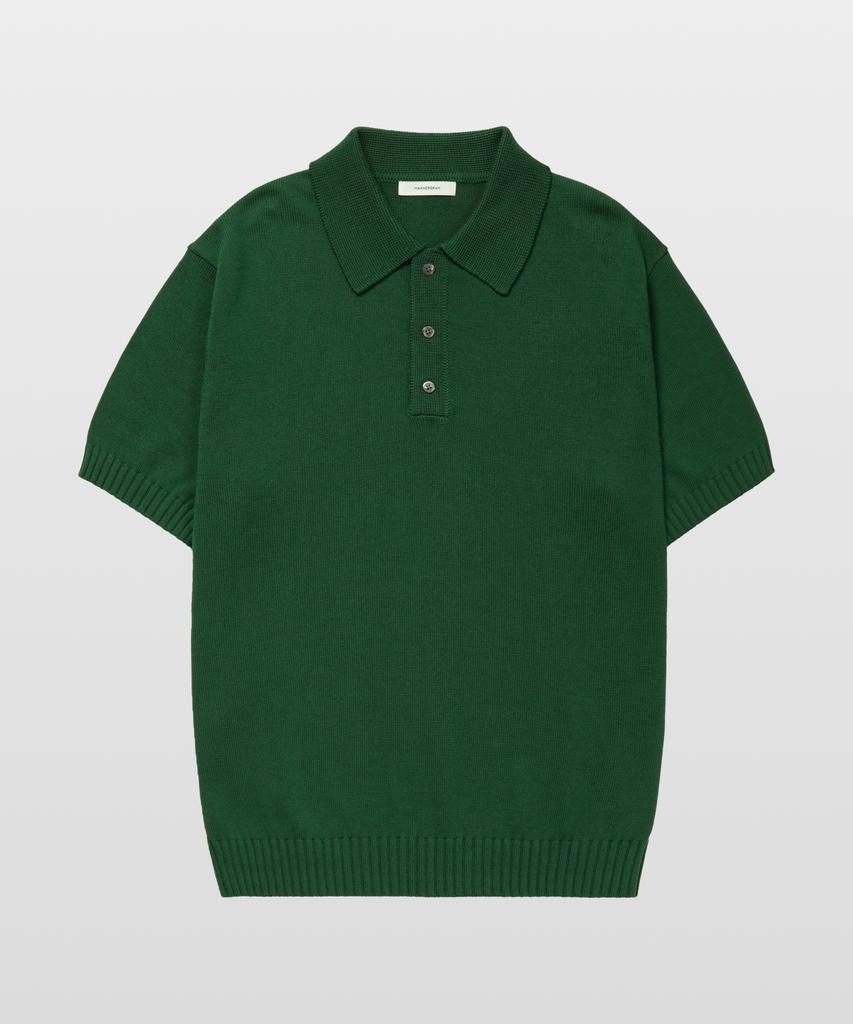 MANNERGRAM 100% Soft Cotton 3-Ply Polo Short Sleeve Knit Green