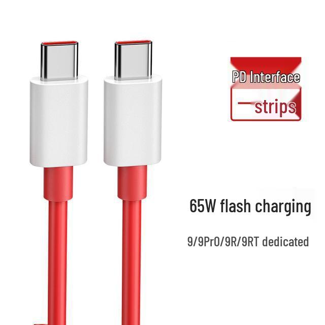 Dual-Head Type-C PD Fast Charge Cable, Compatible with OnePlus DASH 65W Charger for Models 10/9T/9/8T/8Pro.