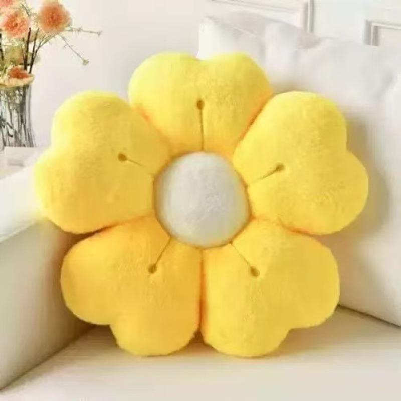 Soft Plush Daisy Flower Throw Pillow - Cozy Decorative Cushion for Bed Sofa Children's Room Decoration Multi-purpose Backrest Mat Holiday Gift