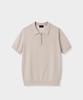 AGOD Washable Half-Zip Collared Short-Sleeve Knit [Beige]