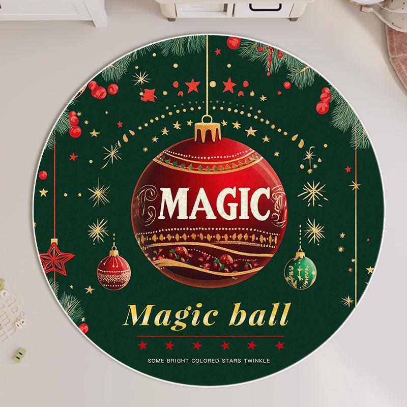 Christmas Round Carpet Atmosphere Washable Dirt Resistant Full Spread Sofa Coffee Table Blanket Christmas Tree Festive Decoration Mat