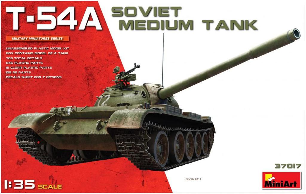 Miniart Scale Soviet Medium Tank Plastic Model Kit MA37017 1/35 T-54A