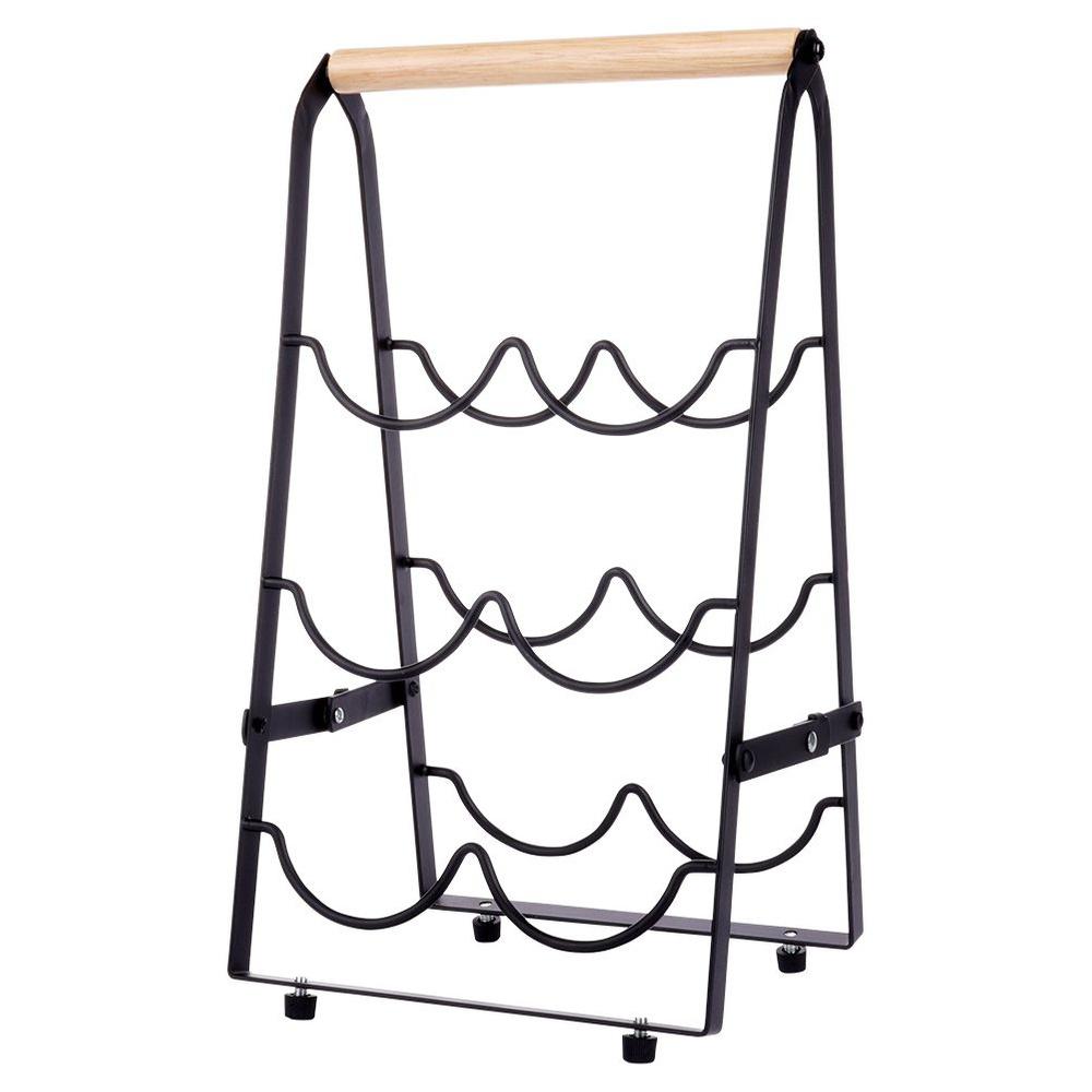 Black metal wine rack for 6 bottles 21x38 cm