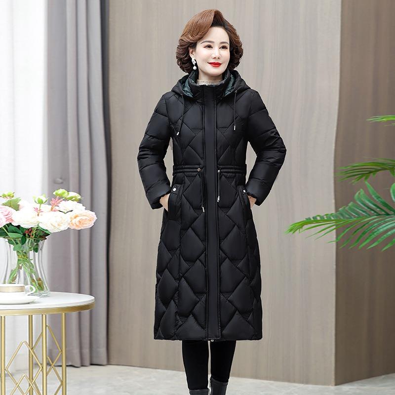 

Winter new down cotton-padded clothes women s fashion cotton-padded clothes over the knee long cotton-padded jackets slim-fitting warm jackets XL suggestion [90-105] catties чорний