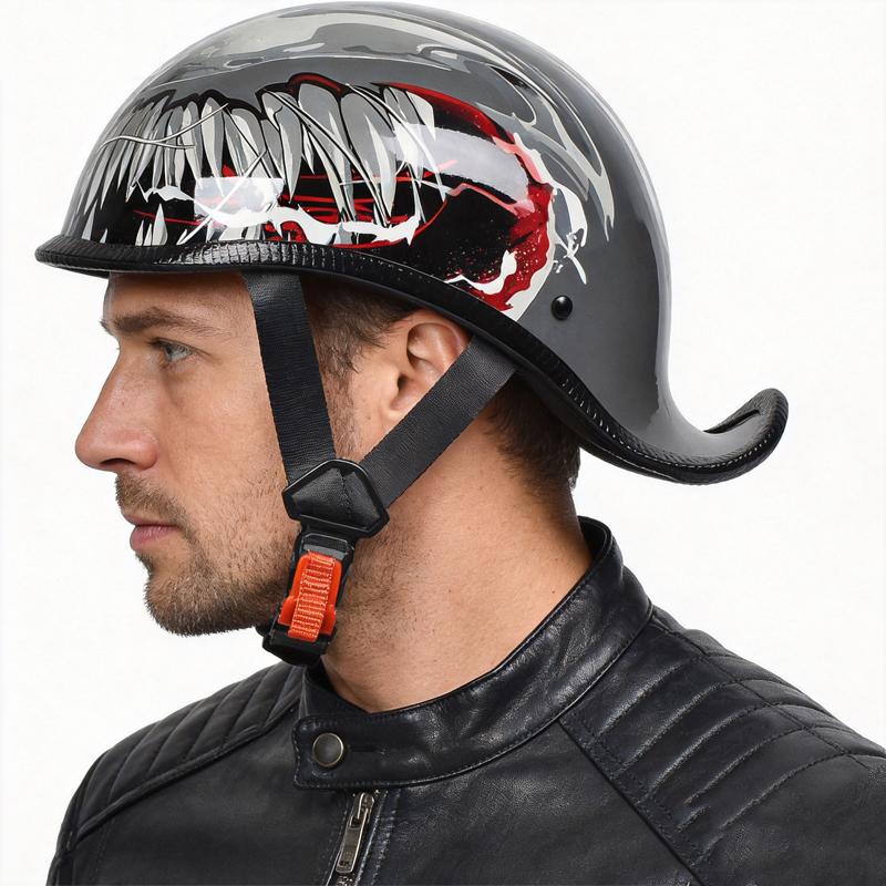 Retro-style inverted tail helmet, suitable for both men and women to ride in all seasons; lightweight spoon-shaped helmet