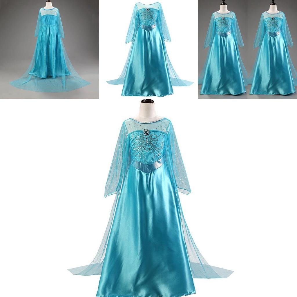 Elegantes Langarm-Tutu-Kleid für Kinder Mädchen Frozen Schneekönigin Elsa Kostüm