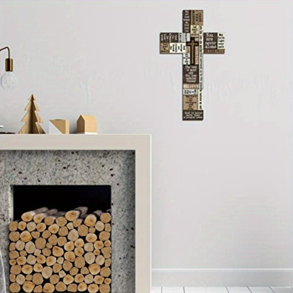 12 x 8 Inch Cross Wall Decor 2D Inspirational Christians Cross Sign Wall Art Decor Faith Love Blessed Christians Hanging Sign