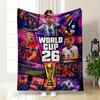"World Cup 26 Soccer Stars Poster Design Flannel Blanket for Bedroom, Living Room, Sofa, and Nap Sofas"