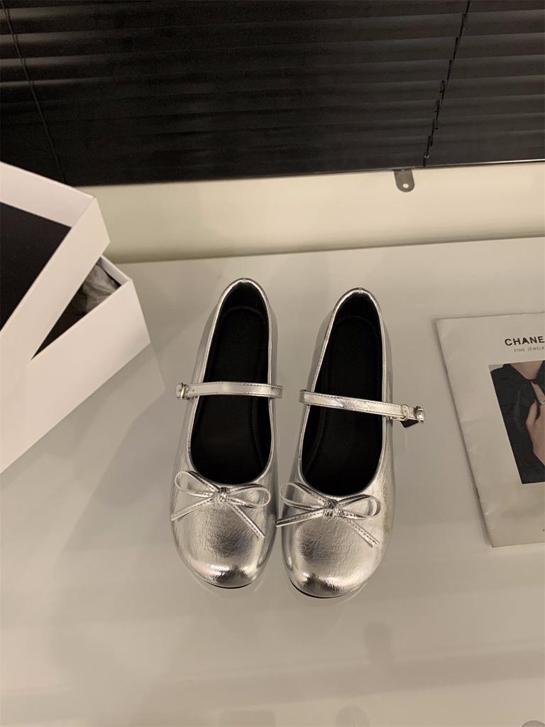 Inner height increase French gentle Mary Jane single shoes women's shoes 2025 new spring bow with skirt evening shoes