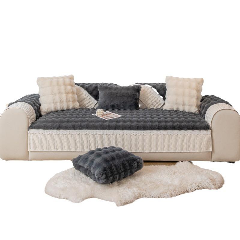 Winter Bunny Cashmere Sofa Cushion Thickened Fleece Cushion Non-Slip Sofa Cover Three Seats One Imperial Concubine Autumn and Winter Cover Towel