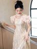 Champagne Evening Dress Skirt Women's Banquet High-end Light Luxury Annual Meeting Host Birthday Bar Mitzvah Princess Style Advanced Sense