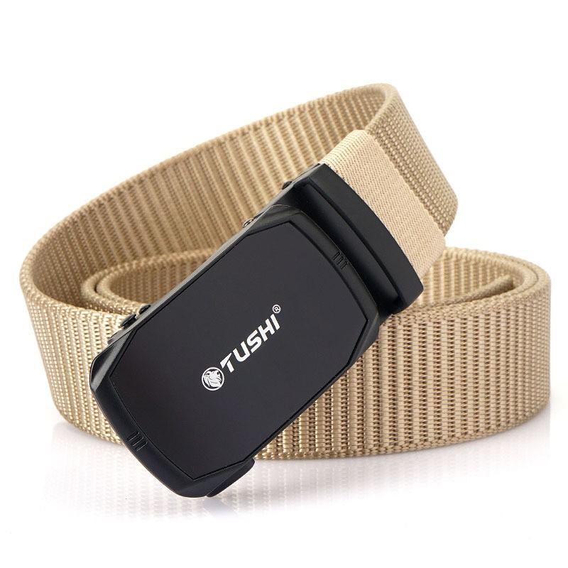3.5CM Men s Business Casual Nylon Automatic Buckle Belt Knitted Outdoor 120cm хаки
