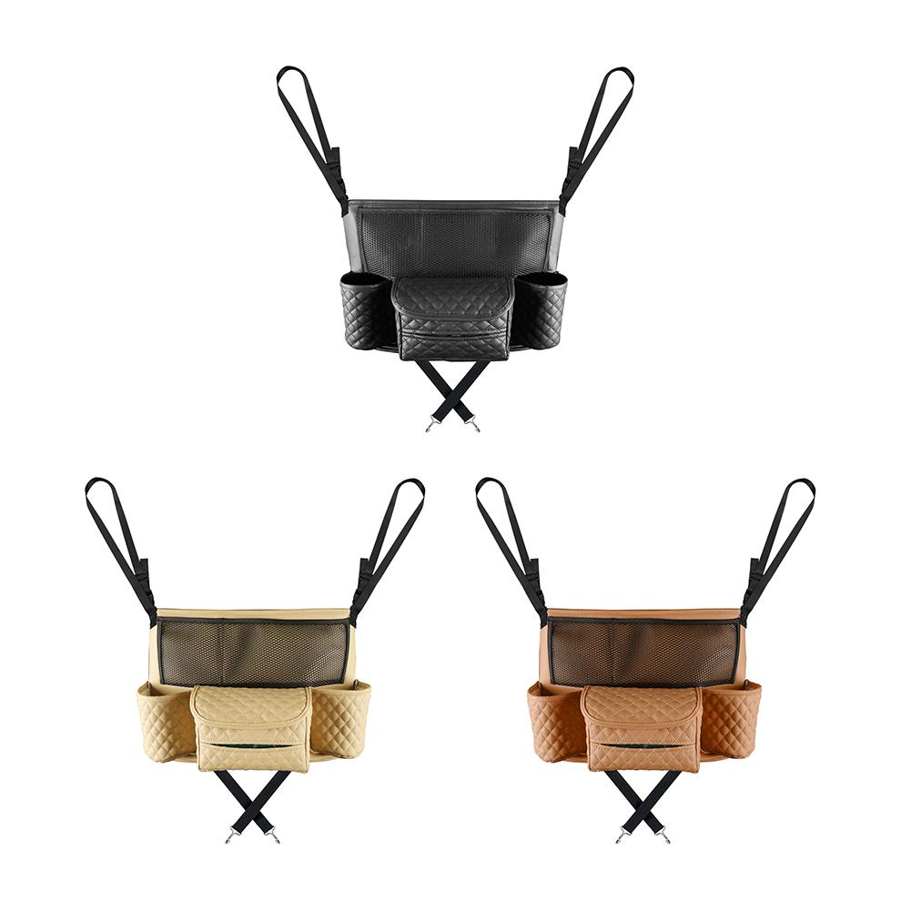 Auto Seat Middle Box PU Leather Car Seat Middle Box Hanger Storage Bag Phone Tissue Drink Purse Holder Interior Accessories