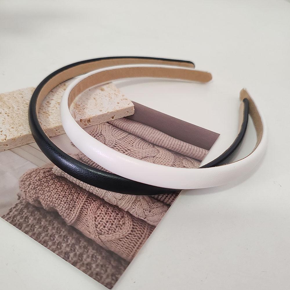 2pc Fashion PU Solid Bezel Headwear Women Headband Girls Vintage Hair Bands Hairband Hoop for Holiday Party Hair Accessories