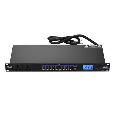 Muslady VS-1028 10 salidas montaje en Rack controlador de secuencia de energía acondicionador protector contra sobretensiones potencia