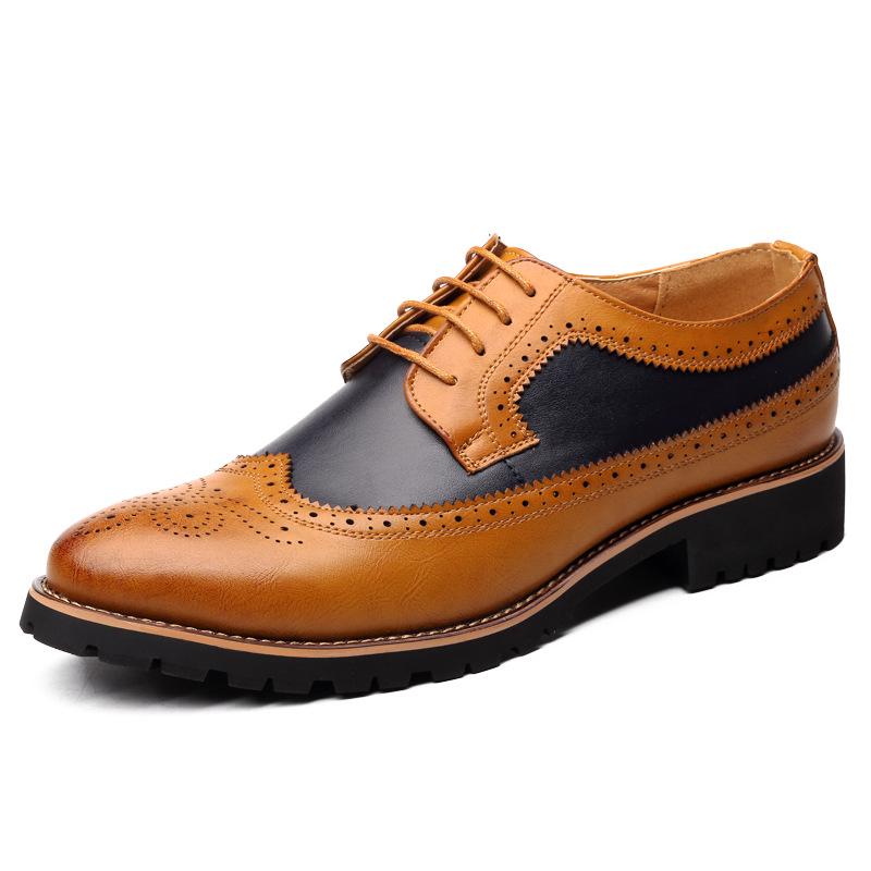 Men s Spring Brogue Leather Shoes: Korean  British Formal Style, Breathable, Trendy. 44