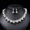 Exaggerated Sparkling Diamond Pearl Necklace Earrings Baroque Alloy Ladies Jewelry Set Dinner Party with 2456