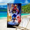 1pc Sonic1 Beach Towel, Beach and Seaside Swimming Pool Equipment, Fashion Pattern, Rectangular, Travel Essentials