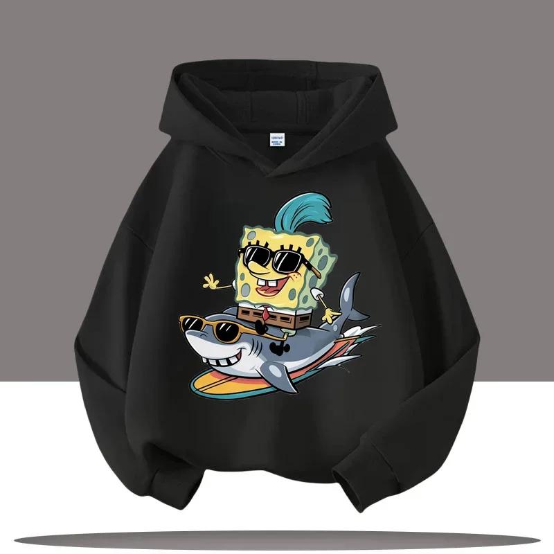 Podzim Zima Spongebob v kalhotách Tištěné Mikiny Ležérní Teplé Sportovní Dlouhý Rukáv Dětské Chlapecké a Dívčí Dětské Unisex Mikiny s Kapucí