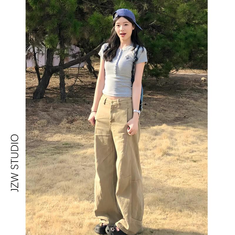 Autumn Winter Solid Color Loose Casual Wide Leg Jeans Women High Waist All-match Denim Straight Pants Trousers