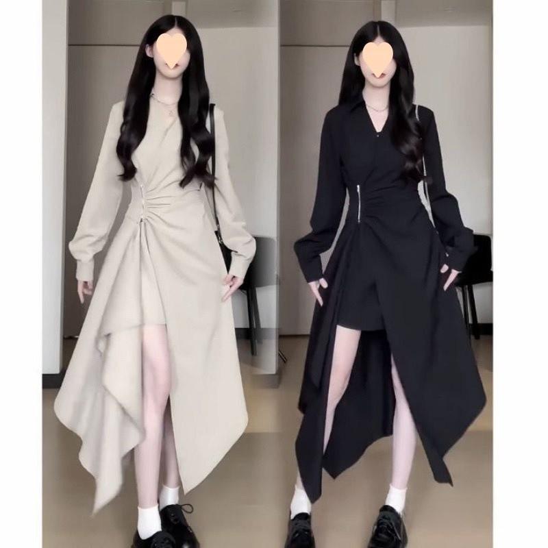Plus Size Korean Style Knit Dress With Dyeing Effects For Winter Casual Wear