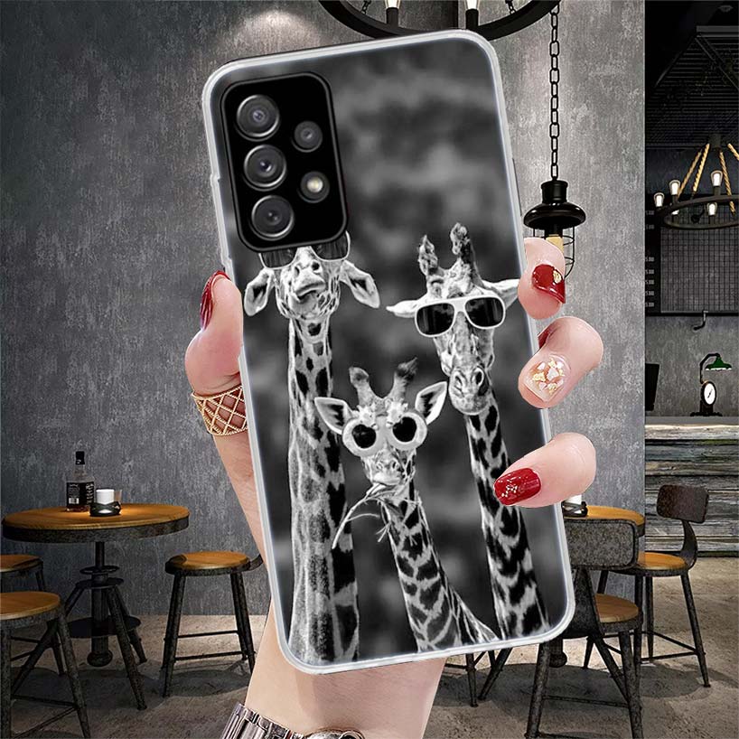 Cute Cartoon Giraffe Animal Soft Phone Case For Samsung Galaxy A12 A22 A32 A52 A72 A02S A51 A50S A71 A70 A31 A20S Note 20 Ultra
