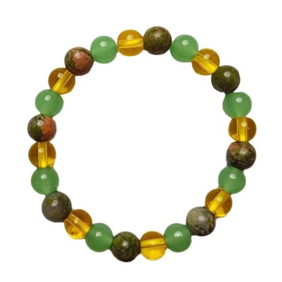 Boho Style Fashion Ornament Handmade Natural Stone Stretch Bracelet, Adjustable Elastic Healing Faux Relaxed Jewelry for Travel Crystal Spiritual
