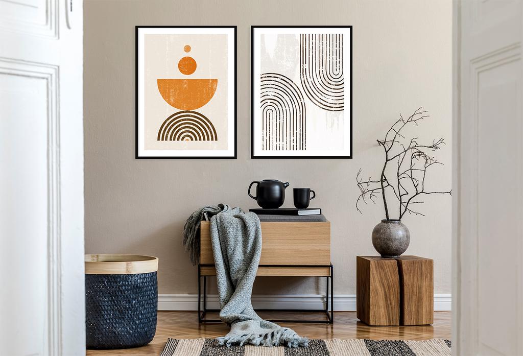 Obraz plakaty w ramie 53x73cm dyptyk komplet 2 obrazów kształty boho p2070