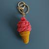 Ice Cream Cone Crochet Keychain Handmaking Knitted Keyrings Exquisite Ice Cream Pendant  Bag Charm