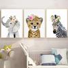 Nordic Cute Bunny,Zebra,Elephant,Cheetah,Giraffe Cartoon Animals Poster Canvas Painting Wall Art Pictures Home Bedroom Decor