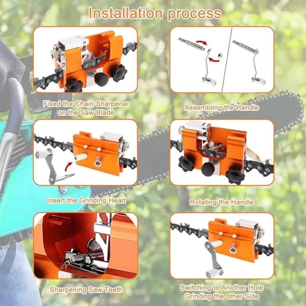 Hand Crank Chain Sharpener Set Multi-Function Chain Clamp Sharpener Handheld Grinding Tool