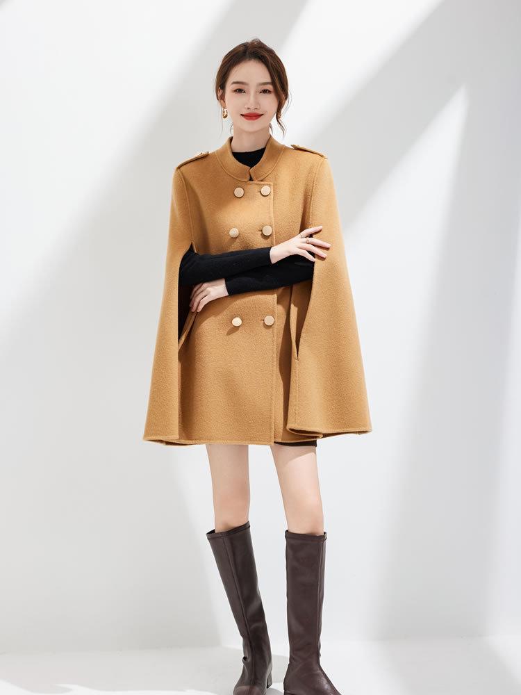Manteau Cape Double Face en Laine pour Femmes Petite Taille 2025 - Laine Australienne Pure pour l'Automne/Hiver.