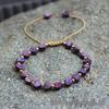 Colorful Bohemian Purple Emperor Bracelet with Adjustable Braided Hematite Spacer Beads