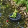 Resin Frog Statue for Backyard Accents Floating Pond Ornament, Realistic Animal Statue, Garden Ornaments Patio Decoration Weather Resistant Sculptures