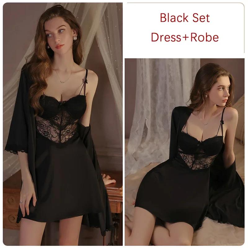 Hodvábne pyžamo Dámske pyžamové súpravy Ležérne pohodlné šaty na ramienka s podprsenkou Sexy dámske pyžamo