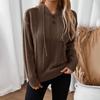 Vintage Hooded Pullover Sweater Solid Color V-Neck Knitwear Top Loose Long Sleeve Autumn Winter