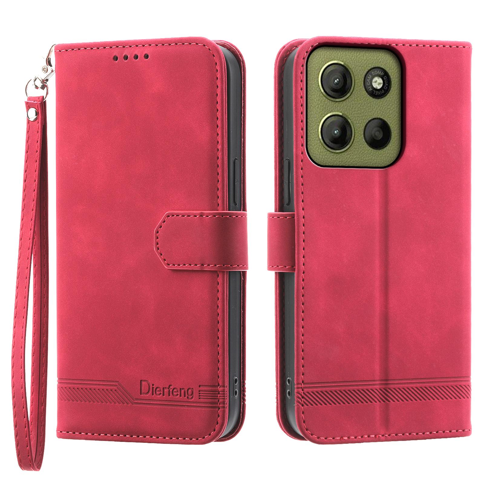 

DIERFENG DF-03 Шкіряний чохол з тисненням ліній для Motorola Moto G15 4G, чохол-гаманець для телефону D