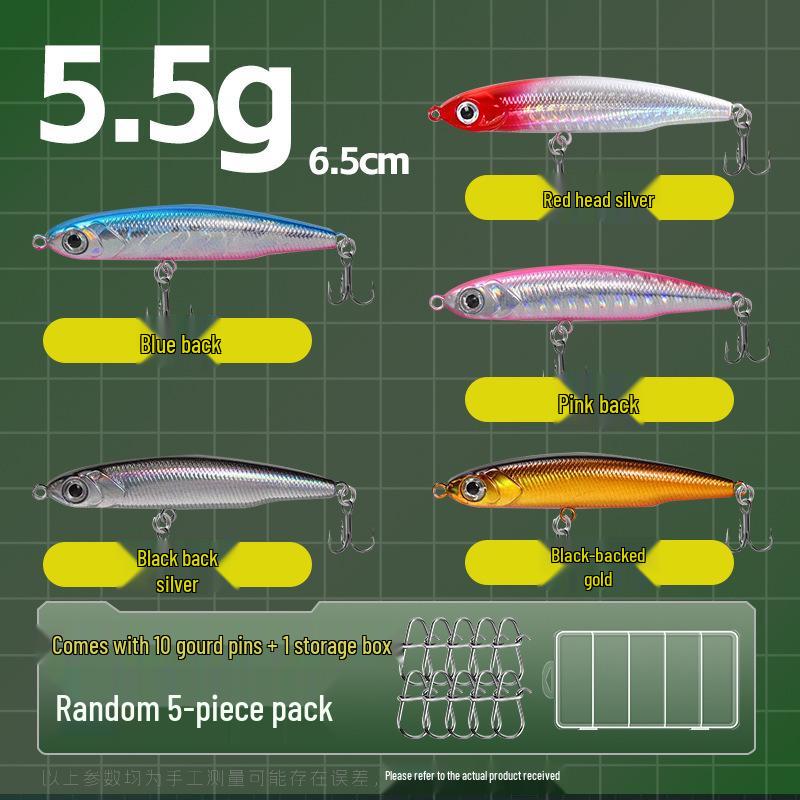 Small Silver Fish Pencil Twitching Long Cast Slow-Sinking Freshwater & Sea Fishing Lure for Mackerel & Asp