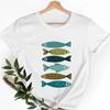 Graphic Fish Nature Tshirt Vacation Style Fish Print Summer Beach Holiday Sandbeach Lover Gift Boho Mod Design Ethnic Cute Tops