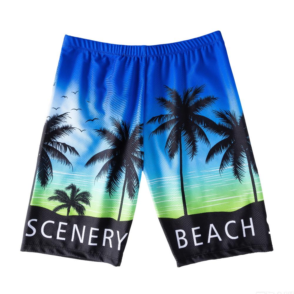 Men's Mid-Length Swimming Trunks, Professional Beach Long Boxer, Boys' Large Size Hot Spring Swimwear