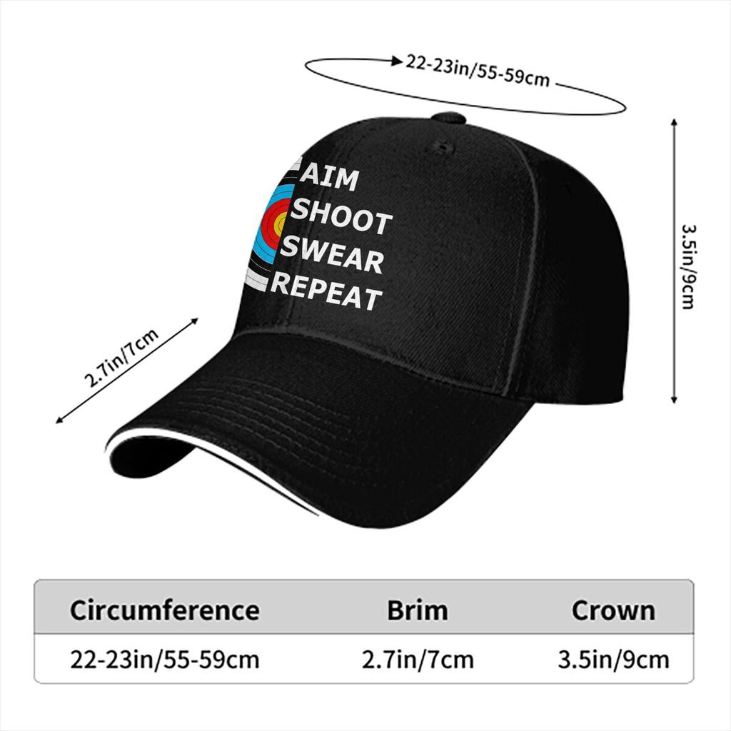 Washed Unisexs Baseball Cap Aim Shoot Swear Repeat Archery Target Essential Trucker Snapback Caps Dad Hat Archery Lover Golf Hats