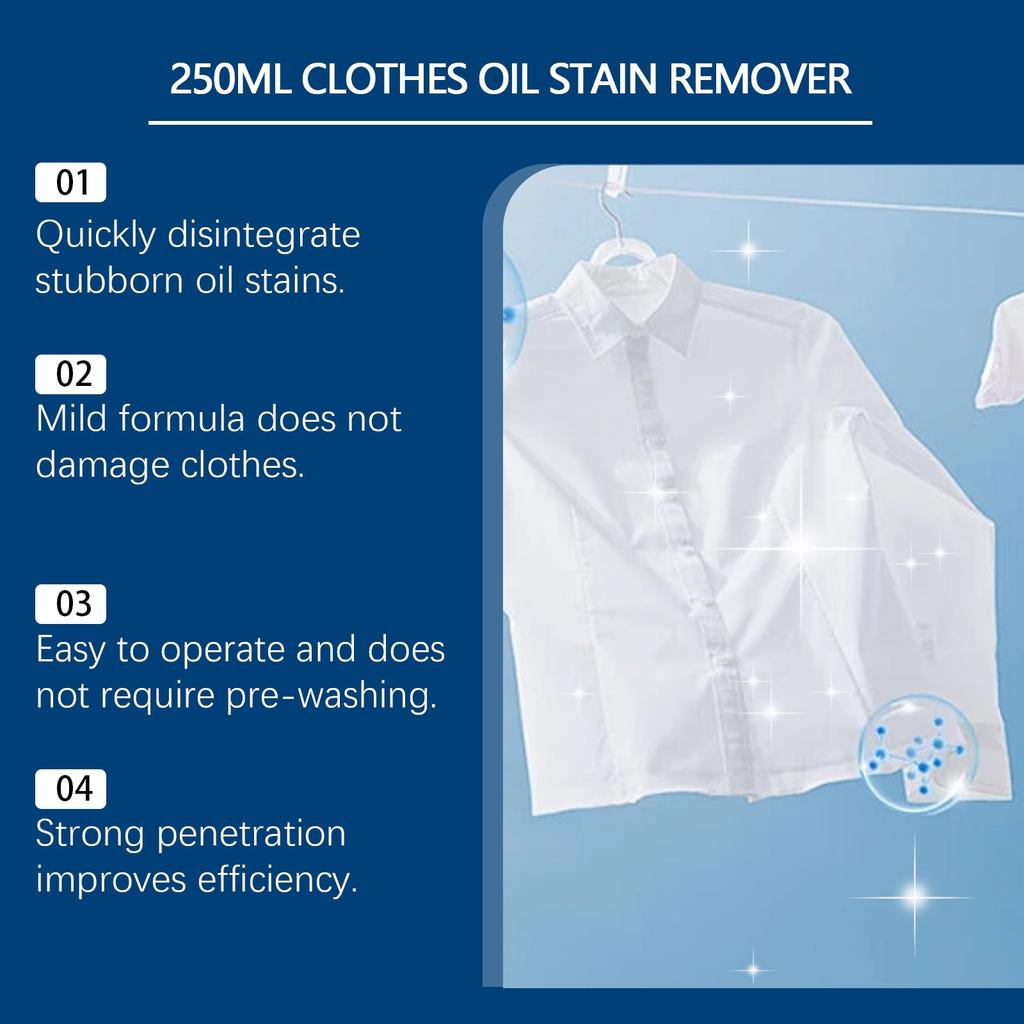 250ml Clothes Oil Stain Remover; Clothes Oil Stain Remover; Stubborn Oil Stain Cleaner