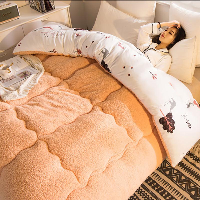 Verdickte Winterdecke aus Lammwolle, doppelte Steppdecke, warme Steppdecke, Einzelbettdecke für Studentenwohnheime