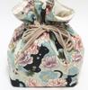 [Hasegawa] Cat Pattern Drawstring Bag with Handle, Made In Japan (Cat FlowerLight Green)