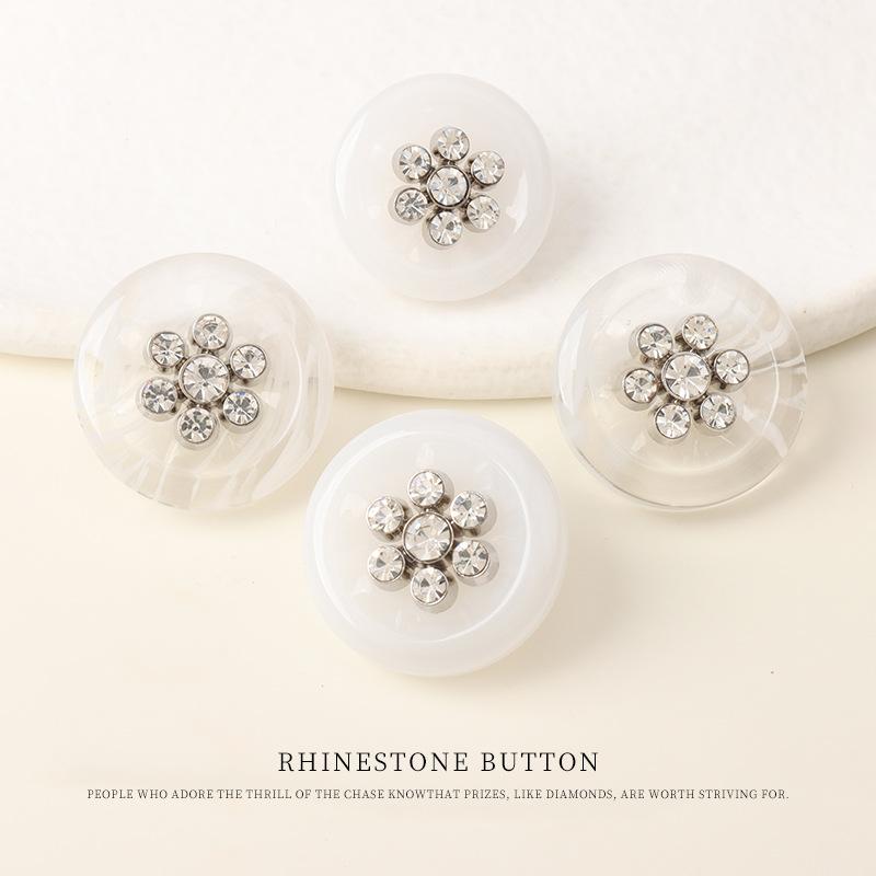 5pcs Resin Metal Combination Button Coat Trench Coat Diamond-Encrusted Decorative Buttons Suit Sweater Hand-Sewn Buttons